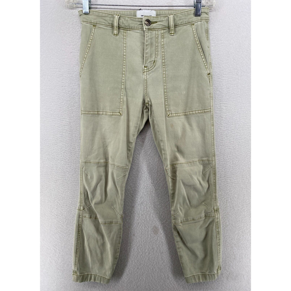 CURRENT / ELLIOTT Pants 26 Utility Ankle Stretch Twill Green